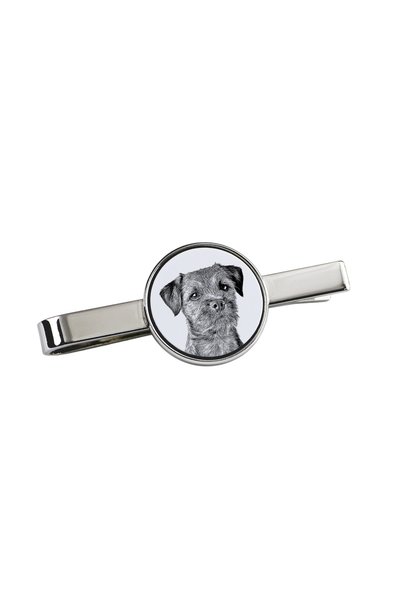 Art - Dog Art-Dog Agrafă de cravată Border Terrier cu imprimeu de câine - Met...