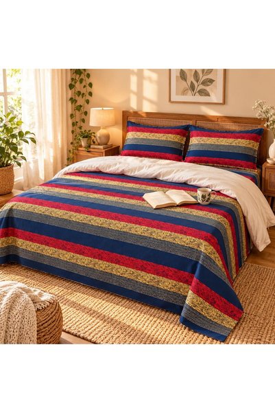 Generic King Size Flat Bedsheet Set, 3 Pieces, 260 x 240 cm (Navy Blue)