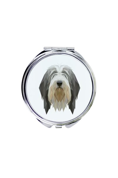 Art - Dog Art-Dog Oglindă de buzunar cu design geometric cu câine Bearded Col...