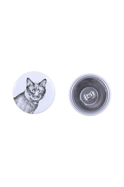 Art - Dog Cercei rotunji Art-Dog cu imagine de pisică Kurilian Bobtail - Meta...
