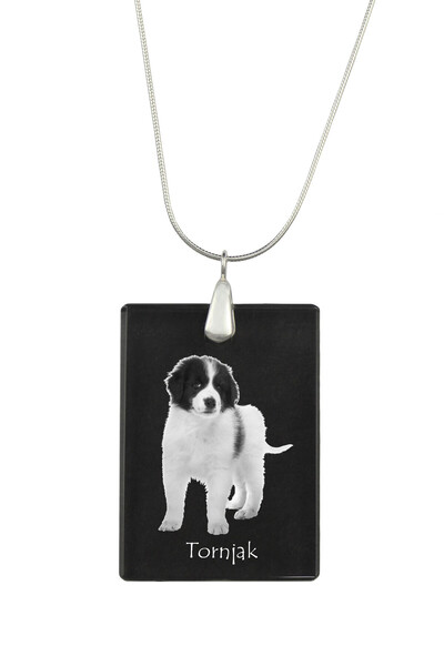 Art - Dog Colier cu pandantiv de cristal Art-Dog pe lanț placat cu argint, To...