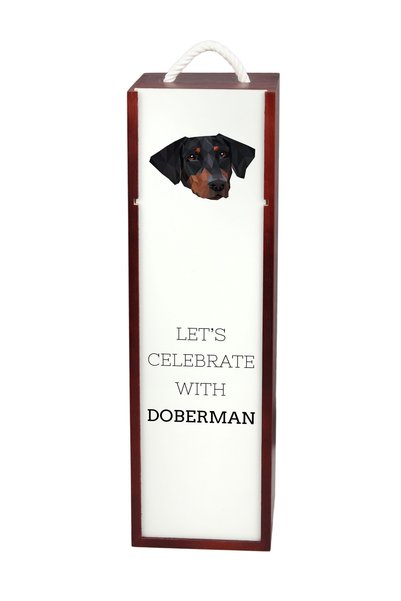 Art - Dog Cutie de vin din lemn Art-Dog Doberman cu design geometric de câine...