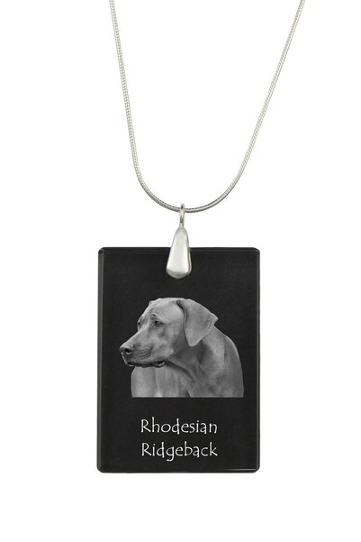Art - Dog Colier cu pandantiv de cristal Art-Dog pe lanț placat cu argint, Rh...