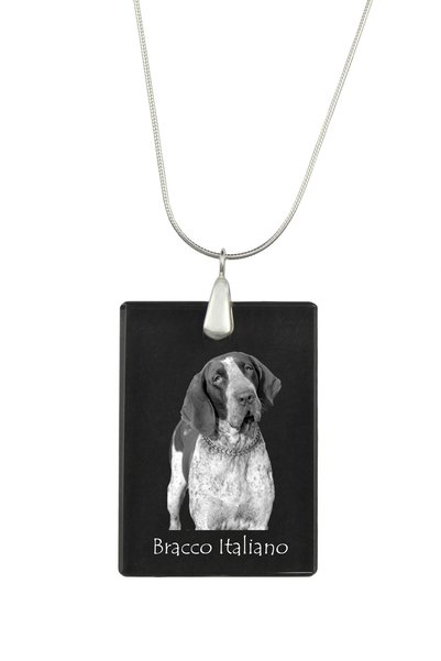 Art - Dog Colier cu pandantiv de cristal Art-Dog pe lanț placat cu argint, Br...