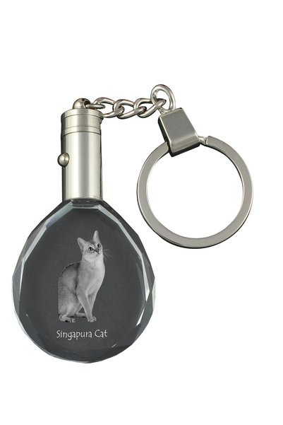 Art - Dog Breloc oval din cristal Art-Dog Singapura cu pisică gravată