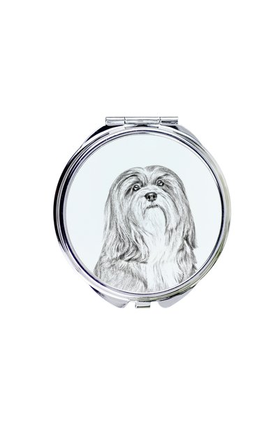 Art - Dog Art-Dog Oglindă de buzunar Lhasa Apso cu imprimeu de câine - Oglind...