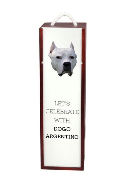 Art - Dog Art-Dog Dogo Argentino Cutie de vin din lemn cu design geometric cu...