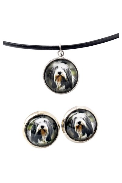 Art - Dog Set de colier și cercei Art-Dog cu Bearded Collie și fotografie cu ...
