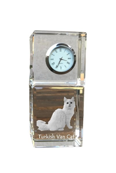 Art - Dog Ceas de cristal Art-Dog Turkish Van, de masă, cu gravură cu pisică