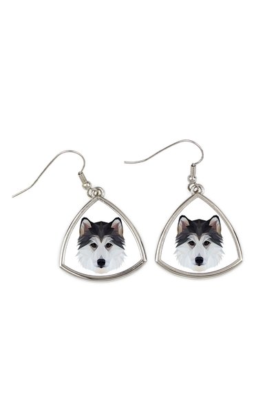 Art - Dog Cercei Art-Dog Husky Siberian cu portret geometric de câine - Bijut...