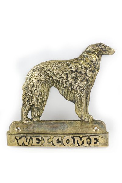 Art - Dog Semn de ușă din alamă Art-Dog Borzoi 'Welcome' - Inscripție cu câin...