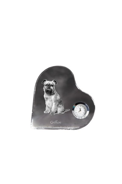 Art - Dog Ceas de cristal Art-Dog Brussels Griffon în formă de inimă, cu grav...