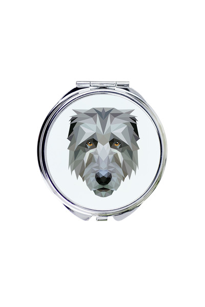 Art - Dog Art-Dog Oglindă de buzunar cu hound irlandez și design geometric cu...