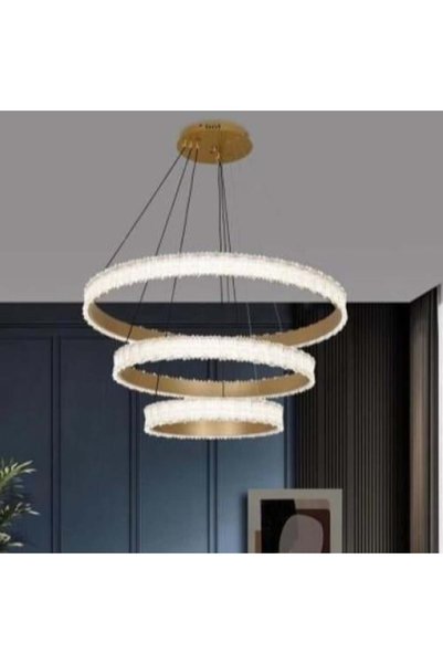 BLACK LIGHT LED Chandelier 3 Lights 80+60+40 cm Gold / Black
