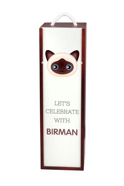 Art - Dog Cutie de vin din lemn Art-Dog cu pisică birmană și ilustrație de pi...