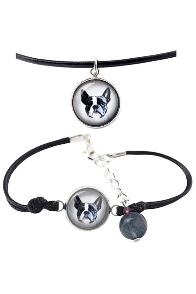 Art - Dog Set colier și brățară Art-Dog Boston Terrier cu fotografie de câine