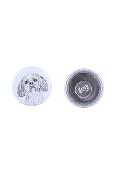 Art - Dog Cercei rotunzi Shih Tzu Art-Dog cu imagine de câine - Metal acoperi...