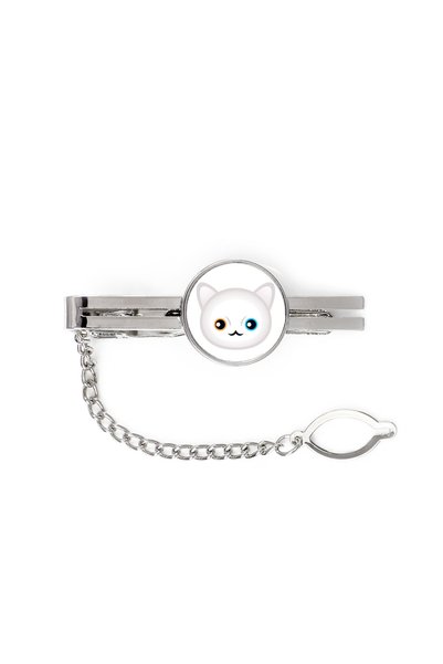 Art - Dog Art-Dog Clips de cravată Khao Manee cu ilustrație de pisică - Metal...