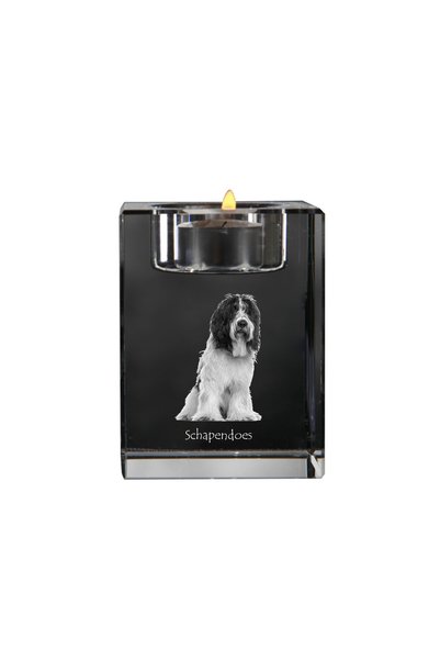 Art - Dog Art-Dog Schapendoes Suport de lumânare din cristal cu gravură de câ...