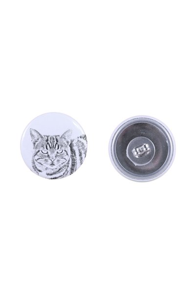 Art - Dog Cercei rotunzi Art-Dog cu pisică Manx - Metal acoperit cu folie - C...