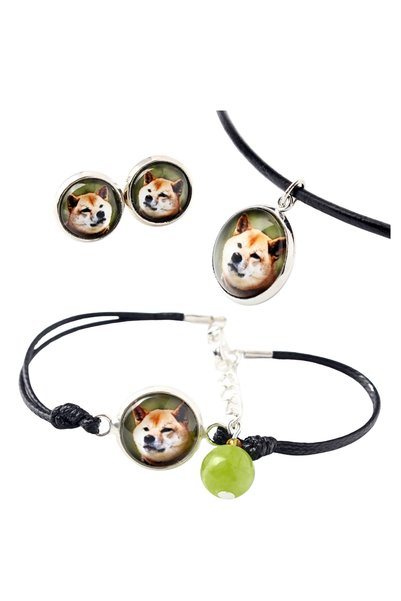 Art - Dog Set de colier, cercei și brățară Art-Dog Shiba Inu cu fotografie de...
