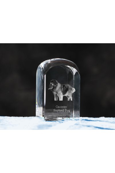 Art - Dog Prespapier de cristal Art-Dog, câine ciobănesc caucazian, cu gravur...