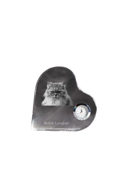 Art - Dog Art-Dog Ceas de cristal cu păr lung britanic, în formă de inimă, cu...