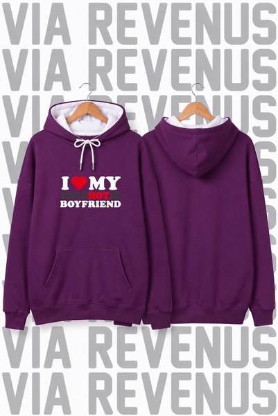 Vordevia "I Love My psycHOTic Boyfriend" Printed Unisex Oversized Hoodie - 3-...