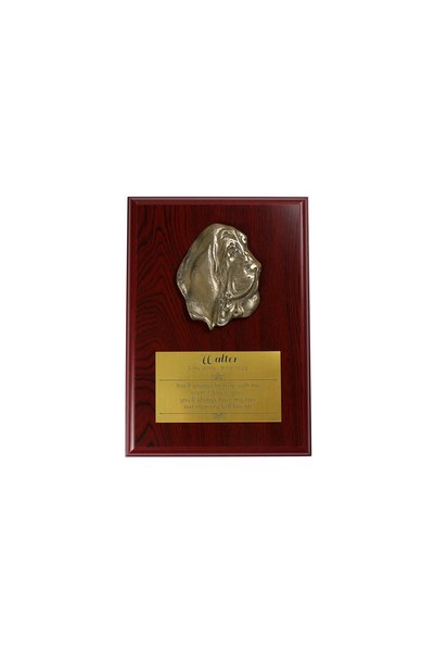 Art - Dog Placă comemorativă Art-Dog Basset Hound cu bas-relief din bronz pe MDF