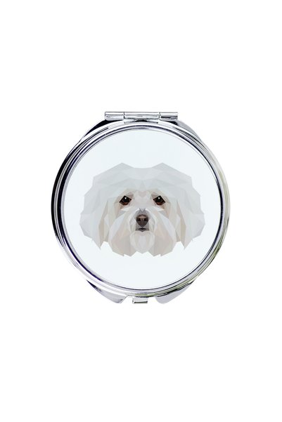 Art - Dog Art-Dog Oglindă de buzunar Bolognese cu design geometric cu câine -...