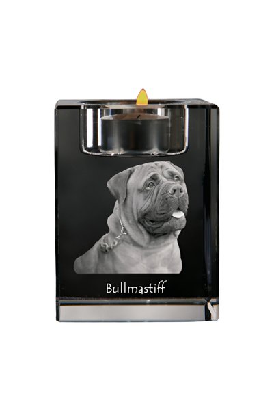 Art - Dog Suport de lumânare din cristal Art-Dog Bullmastiff cu gravură de câ...