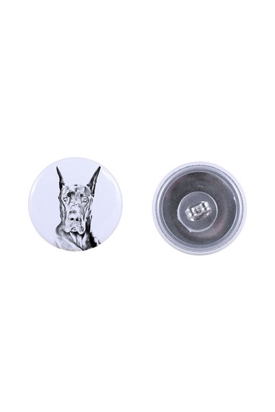 Art - Dog Cercei rotunzi Art-Dog cu imagine de câine de rasă Great Dane - Met...