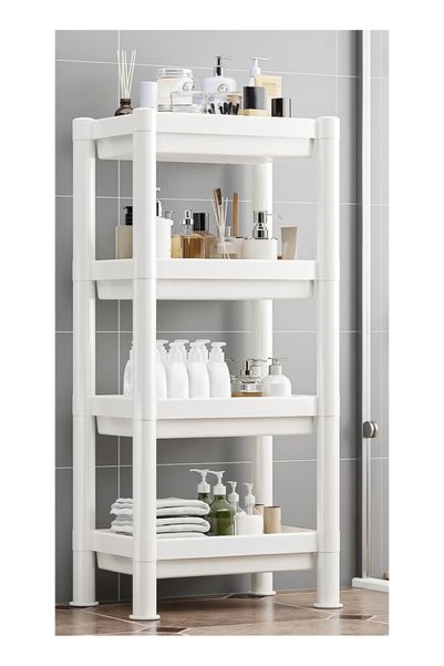 VANTI MART 4-Tier Plastic Bathroom Storage Organizer Rack 36x23x100 cm – Mult...
