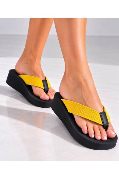akix Women's Wedge Heel, 4.5 cm, Fabric-Lined, Toe-Separated, Comfortable Slippers That Don't Hurt Your Feet