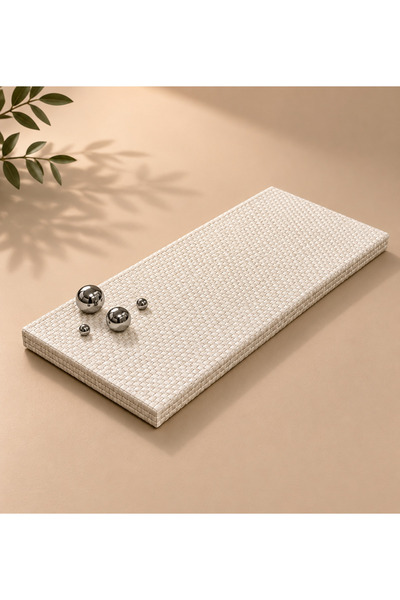 ELEGANT HOME White Leather Serving Tray with Silver Balls Woven 40X17 cm