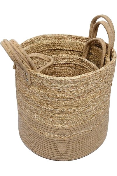 HONEYBEE Corn Husk And Cotton Lightweight Woven Storage Basket Brown 83502