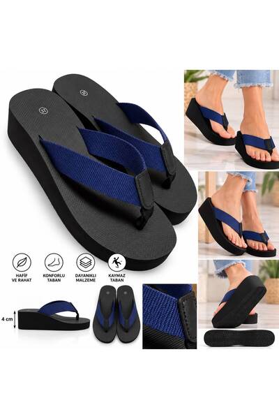 akix Women's Wedge Heel, 4.5 cm, Fabric-Lined, Toe-Separated, Comfortable Slippers That Don't Hurt Your Feet