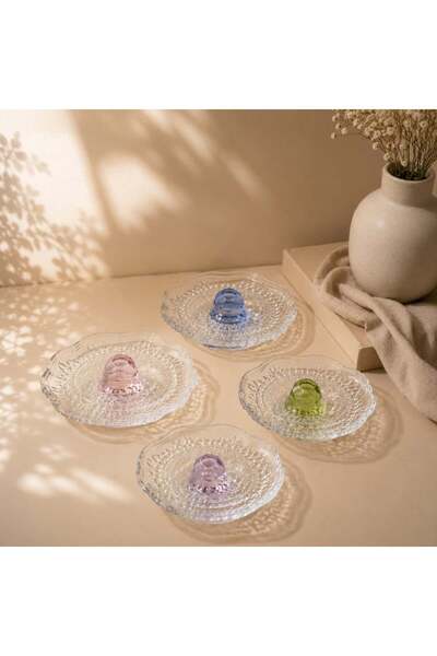 ELEGANT HOME Colored Crystal Base Glass Serving Dishes - 15 X 13 cm (6 cm High - Muffin