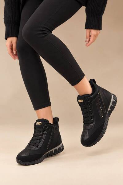 akix Women's Sneakers Boots with Fur-Lined Hidden Heels