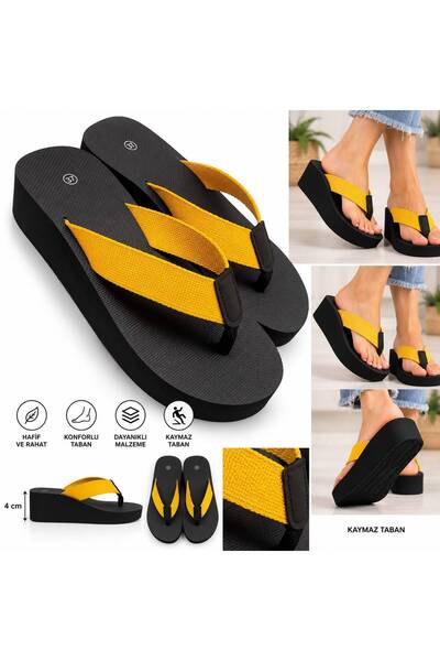 akix Women's Wedge Heel, 4.5 cm, Fabric-Lined, Toe-Separated, Comfortable Slippers That Don't Hurt Your Feet