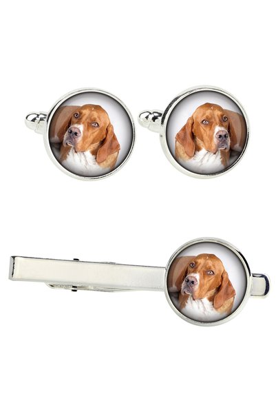 Art - Dog Art-Dog English Pointer - Set de butoni și agrafă de cravată cu fot...