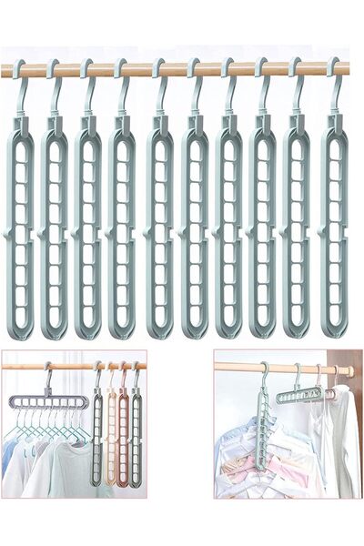 X SPRING Xspring Magic Hanger Organizer, 10 Pack with 9 Holes Closet Storage ...