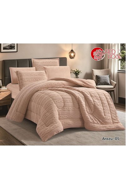 Radura Winter Fur Duvet Set -Nafreen 6 Pieces -Luxury Hotel Style 230X250Cm