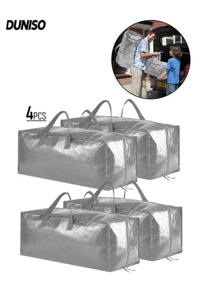 Generic DUNISO 4 Pack Extra Large Moving Bags,Foldable Heavy Duty Tote with Z...