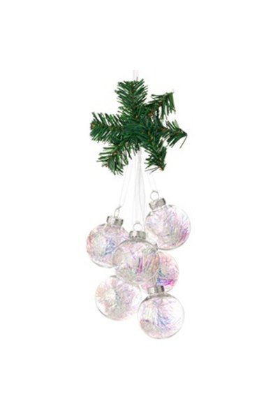 DD SHOP Ghirlanda Decorativa de Craciun cu 6 Globuri transparente cu Tinsel H...