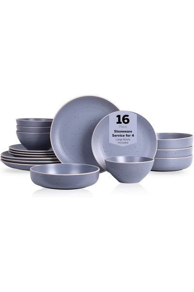 Generic Stone lain Lauren Stoneware Dinnerware Set, 16-Piece Service for 4, L...