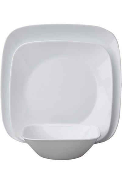 Corelle Vitrelle Glass Pure White Dinnerware Set - 18 Pieces