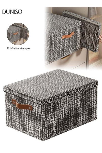 Generic DUNISO Large Black Foldable Storage Box with Lid, 45x35x25cm Non-Wove...