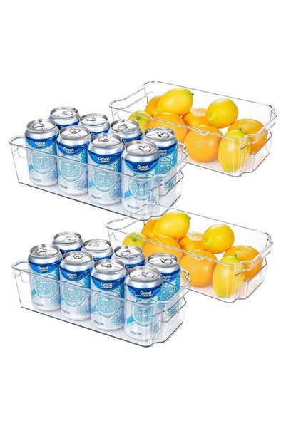 Generic Refrigerator Organizer Bins - 4 Pcs Clear Plastic Bins
