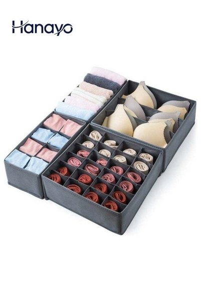 Generic Hanayo 4 Pcs Storage Box Drawer Underwear Organizer Dividers Foldable...